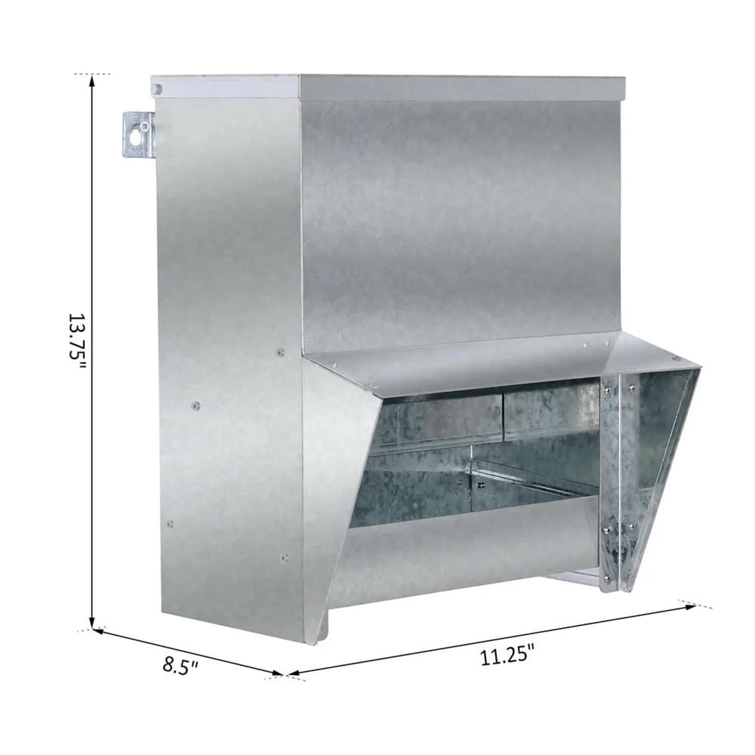 Kadyn Outdoor Automatic Metal Chicken Feeder, Poultry Feeder with Protective Lid for Chickens, Bantams, Pheasants, Holds 13 L of Feed, Silver