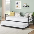 thumbnail image 2 of Twin Daybed with/without Trundle Metal Guest Sofa Bed Frame for Living Room, Bedroom, Apartment, Heavy Duty Metal Slats, No Box Spring Needed, Space Saving, 2 of 6