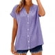 thumbnail image 1 of Camisas de Manga Larga para Mujeres Cuello en V de Ajuste Suelto Botón de Manga Corta Lino Túnica Blusa Cuadrado, 1 of 8