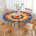 thumbnail image 3 of Colorful Tie Dye Mandala Round Fitted Tablecloth with Elastic Edge,Dining Table Cover Waterproof,Outdoor Round Tablecloth for Camping,Dining,Indoor and Outdoor, 3 of 7