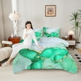 thumbnail image 4 of Manfei Green Marble Bedding Comforter Set 2pcs, Abstract Watercolor Art Twin Comforter Sets, Marbling Stone Pattern Bedding Set, Ultra Soft Home Decor, 4 of 8