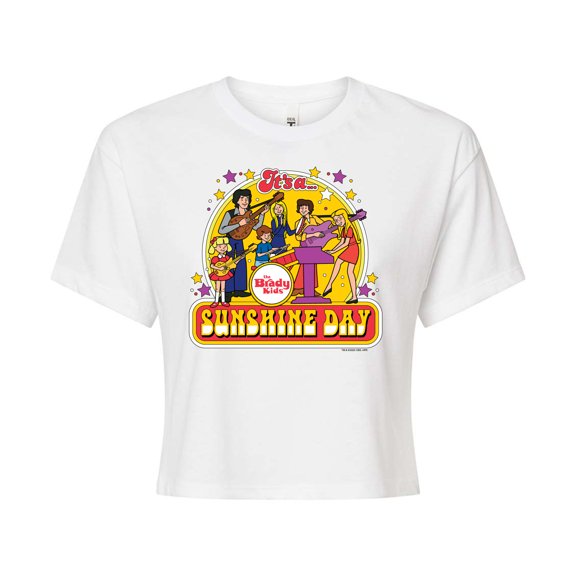 The Brady Bunch - The Brady Kids - Sunshine Day - Vintage Cartoon Band - Juniors Cropped Cotton Blend T-Shirt