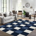 thumbnail image 2 of Hasoo Washable Area Rug 9' x 12' Checked Style Rugs for Living Room Non-Slip Accent Indoor Carpet Navy, 2 of 6