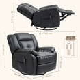 thumbnail image 2 of 8-Point Vibration Massage Recliner Chair, Black PU Leather Swivel Rocking Sofa, 150° Recline with Remote Control & Side Pockets, Comfortable Armchair for Living Room or Office, 2 of 7