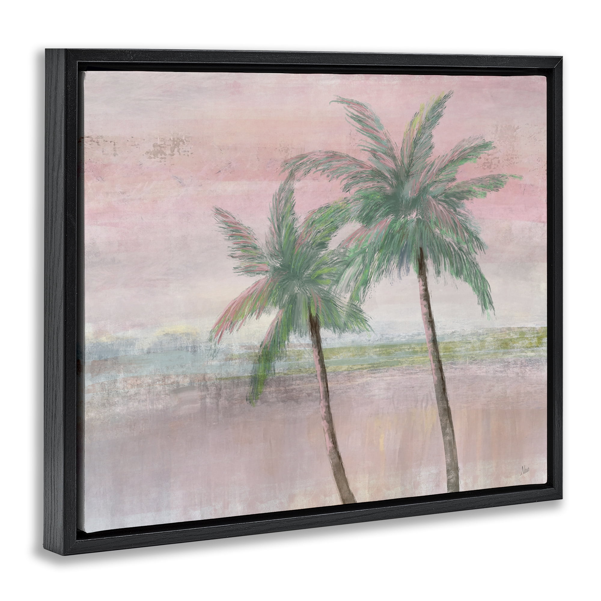 Stupell Industries Sunset Palms at Dusk Black Framed Floater Canvas Wall Art, design by Nan