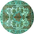 thumbnail image 1 of Ahgly Company Machine Washable Indoor Round Persian Turquoise Blue Traditional Area Rugs, 3' Round, 1 of 4