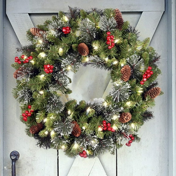 Christmas Wreaths,16 Inch Christmas Wreath,Outdoor Lighted,Artificial Christmas Wreath,Christmas Collection,Background Wall Room Outdoor Indoor Winter Decoration(1pc 16in/40cm)