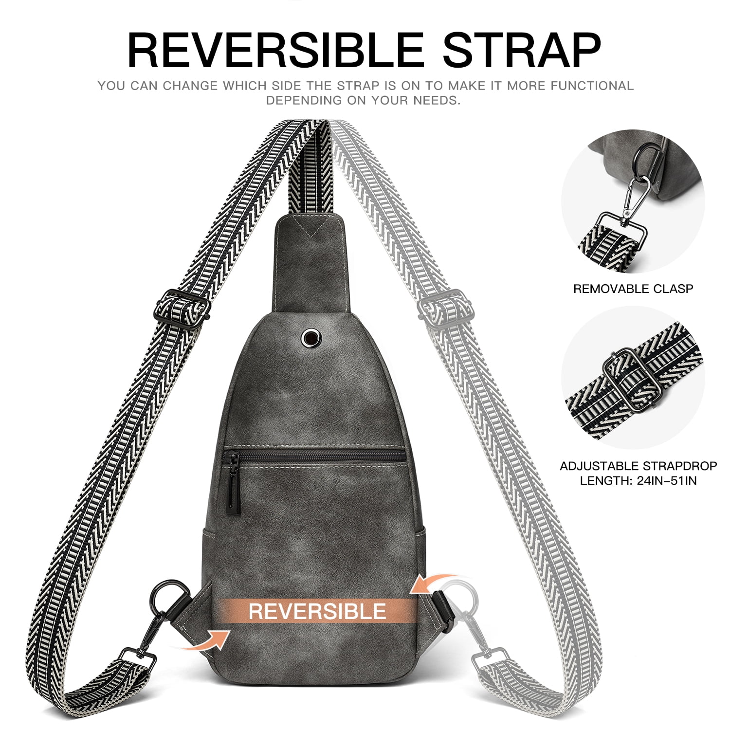 7L Sling Bag for Women & Men, Leather Anti-Theft Crossbody Backpack, Small Daypack Fanny Pack for Travel, Hiking, and Work