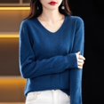 thumbnail image 5 of Pullover Sweaters For Women V Neck Soft Lightweight Loungewear Breathable Loose Fit Long Sleeve Travel Sweater Tops for Fall and Winter, Cozy and Practical, Ideal for Travel and Home,Navy,Size XL, 5 of 5