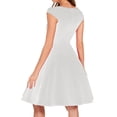 thumbnail image 1 of Vestido elegante de mujer con cuello en V y corte en A - Manga corta, cintura entallada, color liso, versátil para informal/trabajo - Mezcla de poliéster, 1 of 6