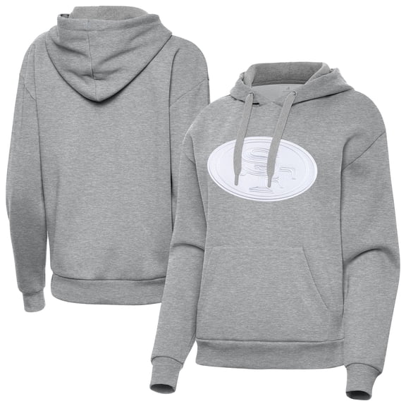 Women's Antigua  Heather Gray San Francisco 49ers Victory Pullover Hoodie