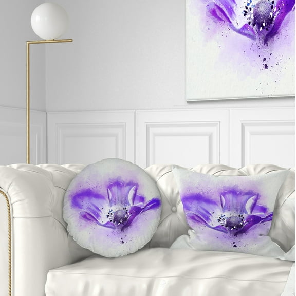Designart Stylized Watercolor Poppy Flower - Floral Throw Pillow - 12x20