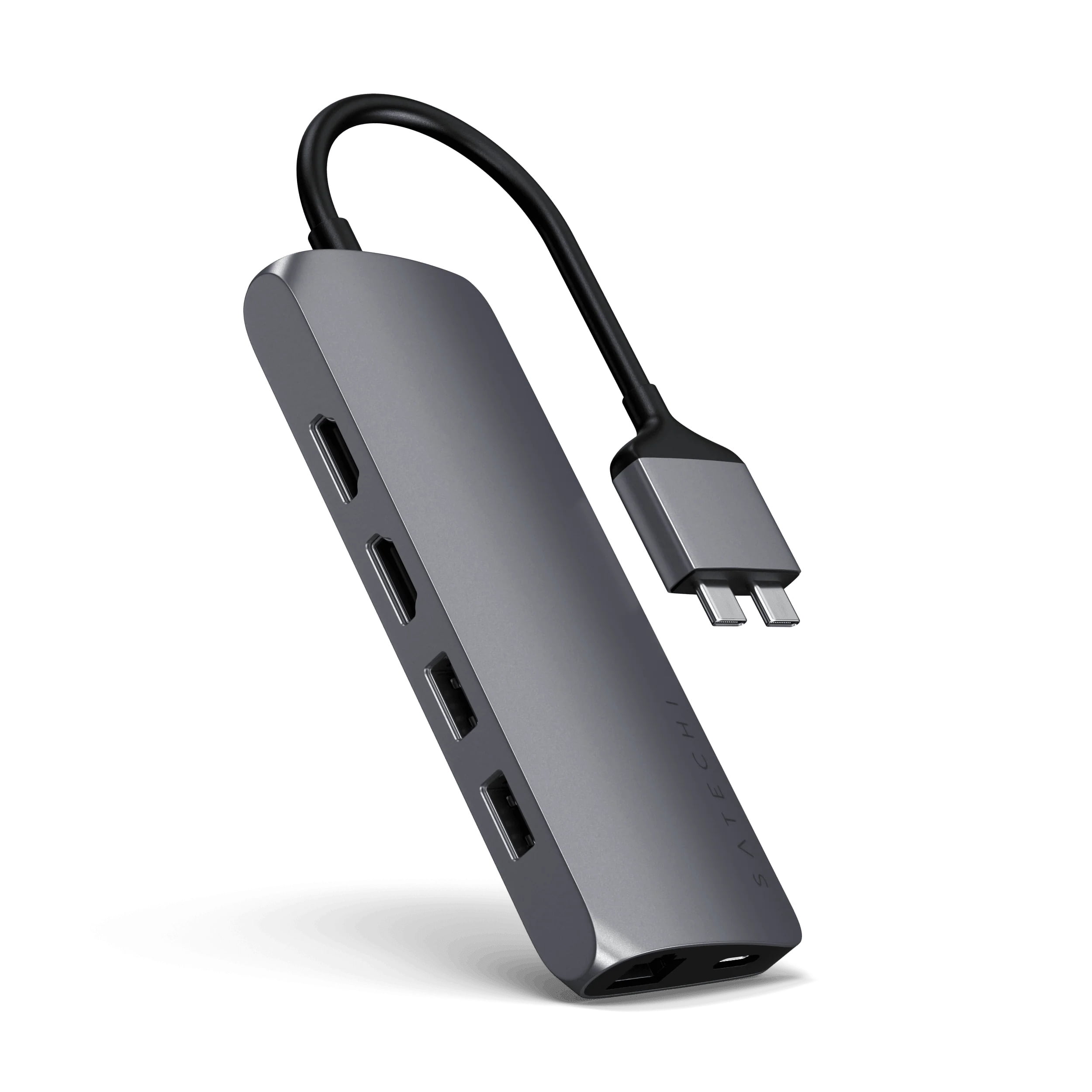 Satechi USB Type-C Dual Multimedia Adapter for Select Apple MacBooks and Mac Mini, Space Gray