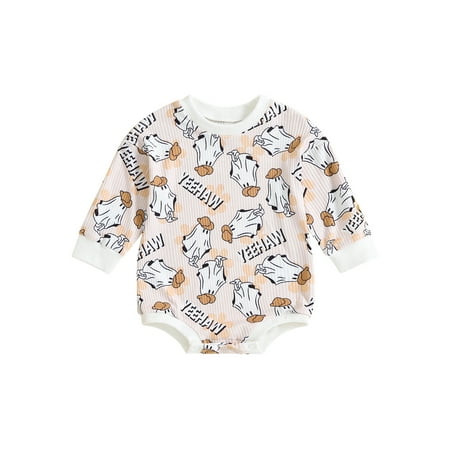 

Halloween Baby Girls Boys Romper Letter Pumpkin Print Long Sleeve Sweatshirt Jumpsuits