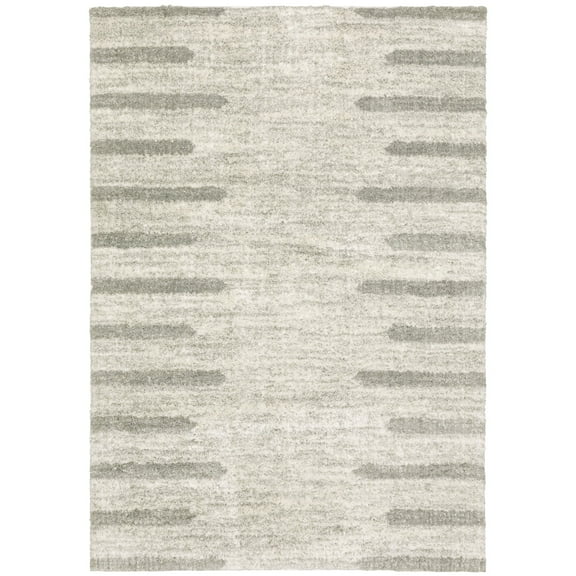 Oriental Weavers Verona Area Rug - 5605H - 3'10" x 5'5" - in Ivory/ Gray - Plush Soft Shag, Modern Style, Stain Resistant, Cushion Feel, Entrway, Bedroom Rug