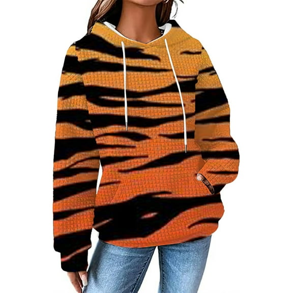 Charmgo Graphic Hoodies for Women, Womens Teen Girl Clothes Tropical Animal Tiger Print Sweaters Jumper Pullover Hoodie Hooded Sweatshirt Womens, Fall Clothes for Women 2024 L
