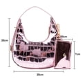 thumbnail image 2 of Bolso de hombro con estampado de cocodrilo, bolso bandolera clásico vintage, bolso de hombro de cuero artificial, rosa, 2 of 5