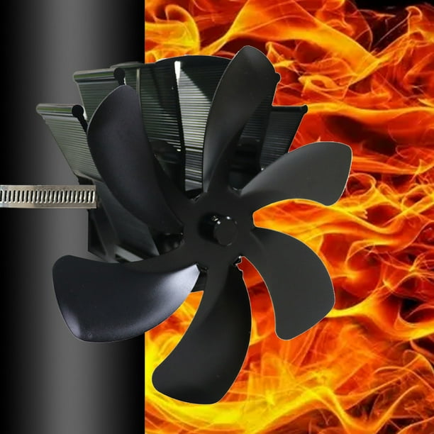 6 Blades Heat Powered Stove Fan, Upgrade Designed ChimneyBundled Type