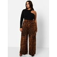 thumbnail image 3 of Rebdolls Women's Plus Animal Print Wide Leg Pants - Brown - 1X, 3 of 4