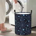 thumbnail image 4 of Laundry Basket, halloween blue spiderweb cobweb Laundry Hamper Waterproof Laundry Bag Clothes Hamper Laundry Bin with Handles for Bedroom, Living Room, Kids Room, 4 of 6