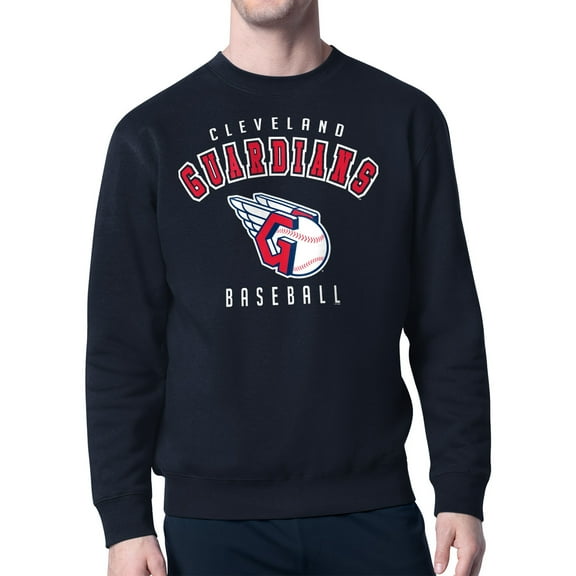 Men's Starter Navy Cleveland Guardians Team Logo Fleece Pullover Sweatshirt