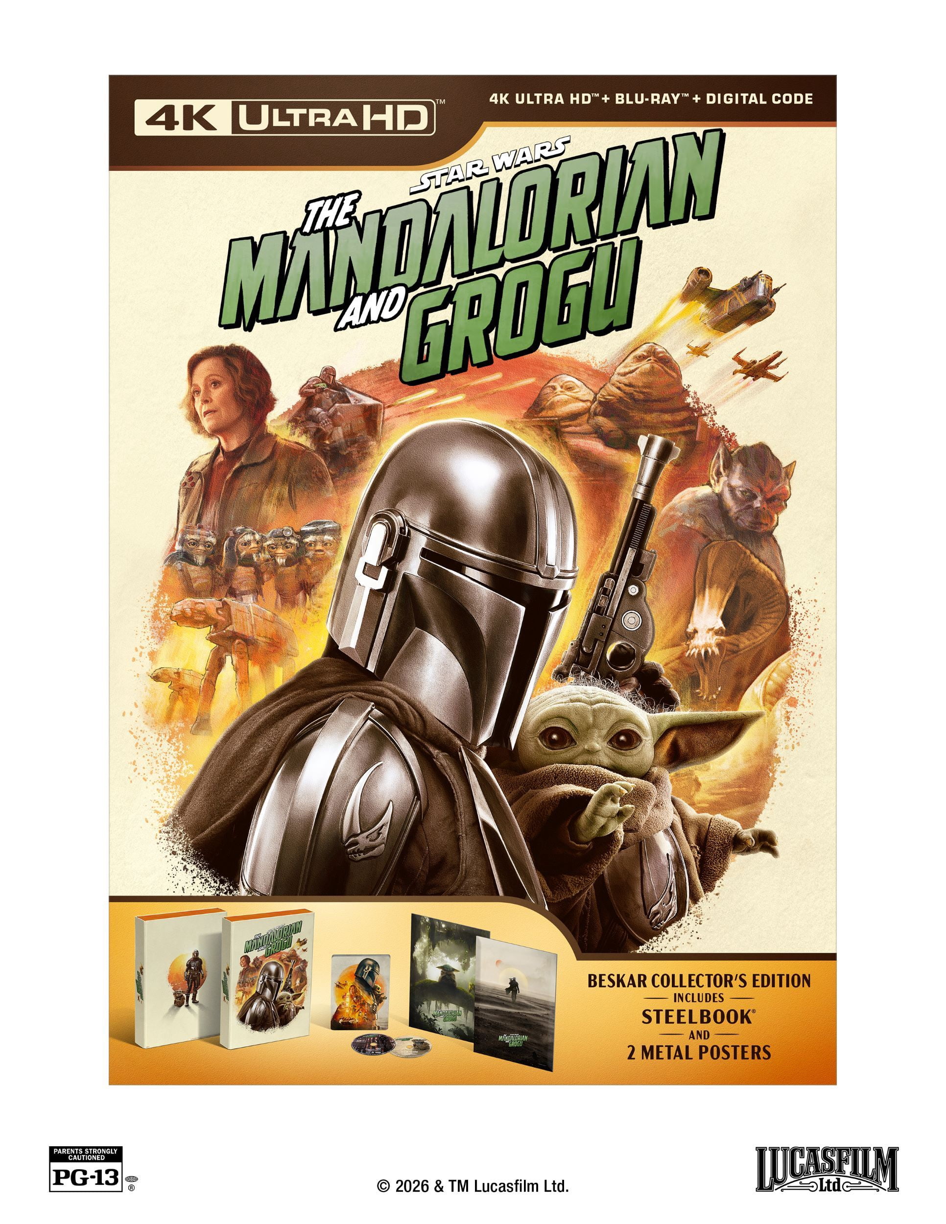 The Mandalorian and Grogu Beskar Collector's Edition Steelbook with 2 Metal Posters 4K Ultra HD Blu-ray Digital Copy
