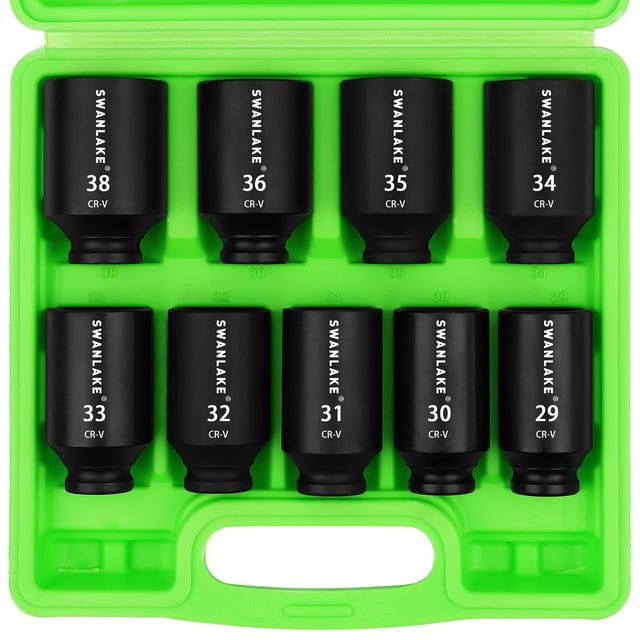 Juego de enchufes SWANLAKE, 9 piezas, tuercas de eje con husillo de impacto 1/2 métrico