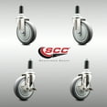 thumbnail image 2 of 5 Inch 316SS Thermoplastic Rubber Swivel 1-1/4 Inch Stem Caster Set 2 Brake SCC, 2 of 2