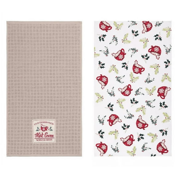 St. Nicholas Square Cotton Kitchen Towels, 2 Pack, 15 x 26 inches, Holiday Print