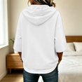 thumbnail image 7 of TZZQ 3/4 Sleeve Hoodie Sweatshirts for Women Drawstring Hood Oversized Pullover Sweatshirt Comfort Plain Long Sleeve Pullover Tops Plus Size Cute Basic Lightweight Hoodie Sweatshirts White S, 7 of 7