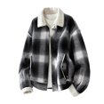 thumbnail image 2 of Mwjwdo Men Flannel Shirt Jacket Ultra Soft Fleece Lined Plaid Jackets Coat Full Zipper Heavyweight Winter Coat with Pockets Black XL, 2 of 4