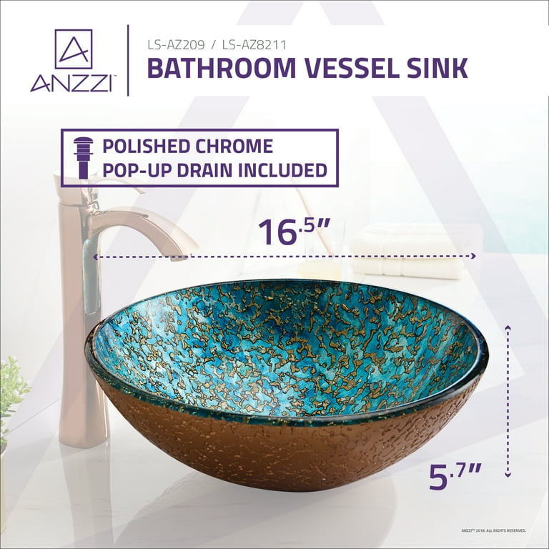 Makata Vessel Sink in Gold/Cyan Mix Makata Vessel Sink in Gold/Cyan Mix