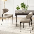 thumbnail image 4 of MALOL Dining Chairs Set of 2, Boucle Dining Room Chairs with Metal Legs & Curved Backrest & Thick Cushion, Modern Upholstered Teddy Fabric Sherpa Kitchen Side Chairs, Camel, 4 of 11