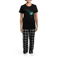 thumbnail image 4 of CafePress - Blowing Dandelion Aqua Women's Dark Pajamas - Women's Short Sleeve Print T-Shirt and Pants Dark Cotton Pajama Set, 4 of 7