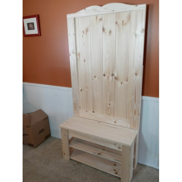 White Pine S Bench Rack Shoe Storage Coat Natural Color Com Bench Rack Shoe Storage Coat, Piano Hinge Coat Rack Plans Free