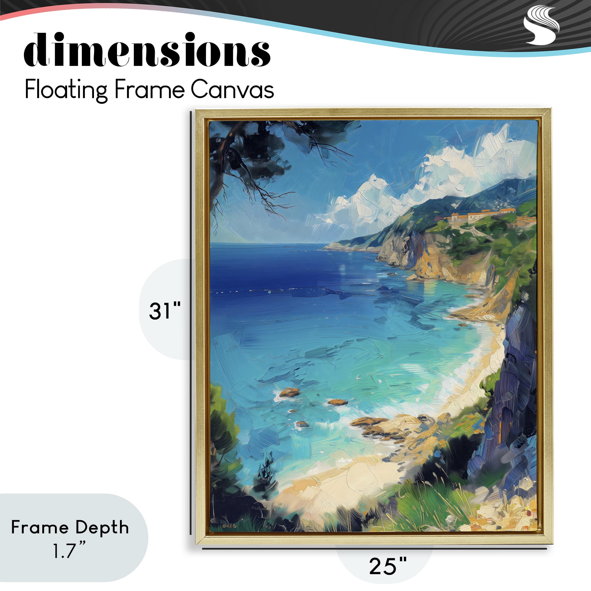 Stupell Industries View of Ocean Retreat Gold Framed Floater Canvas Wall Art, design by Creative Studio