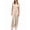 Beige, variant on Satin Wide Leg Jumpsuits for Women - Elegant Mock Neck Sleeveless Cocktail Party Romper Wine Red XS