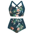 thumbnail image 1 of Set de bikini Hanna Nikole Push Up Tummy Control verde oscuro y rosa, 1 of 5