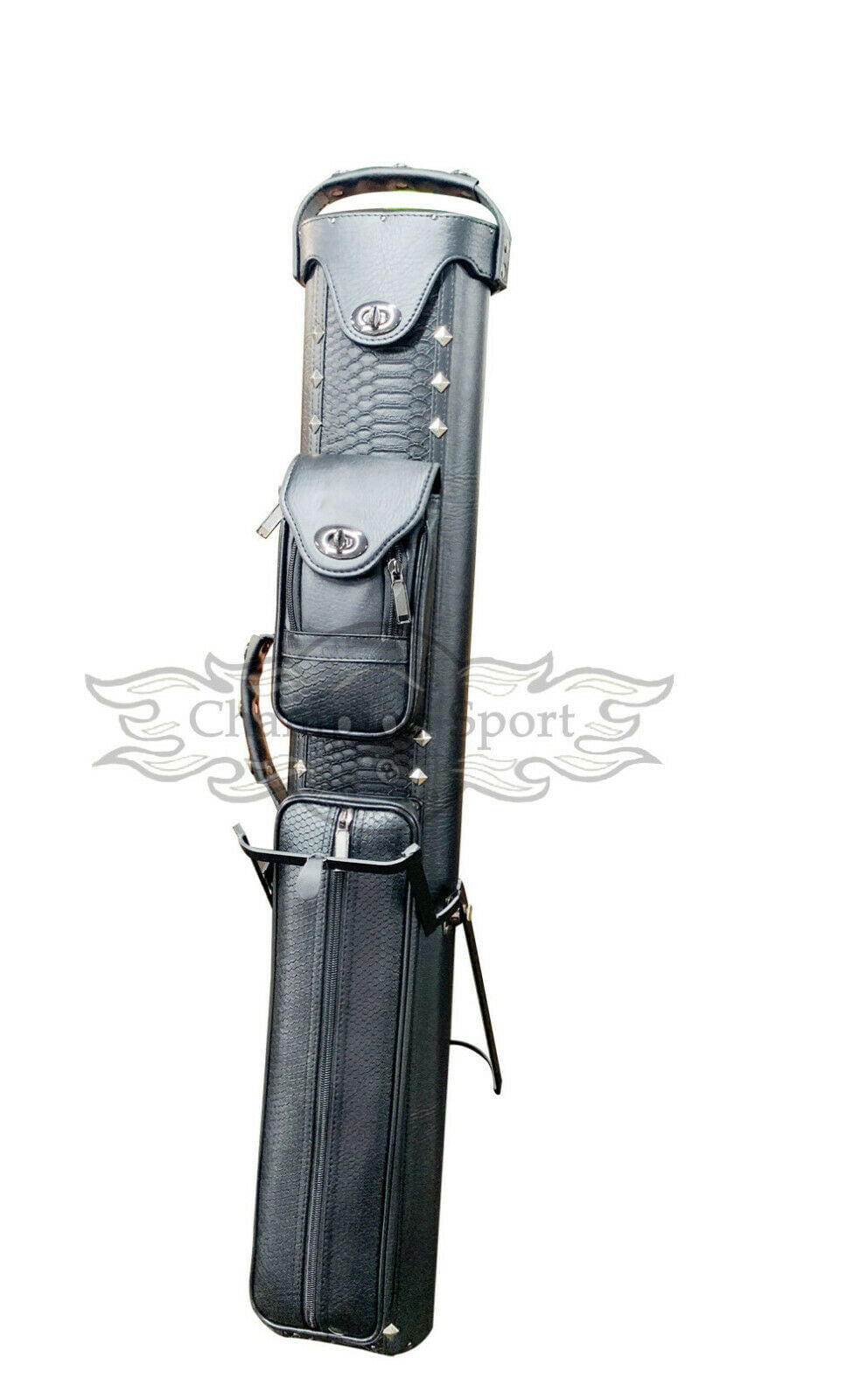 J&J Black & Tan Croc Textured Leatherette Cue Case 3x5 C35T-4 