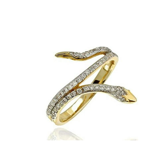 HeartsAndYou 1ct Round Cut Moissanite Engagement Ring for Women Snake Design Statement 18k Yellow Gold Over Silver