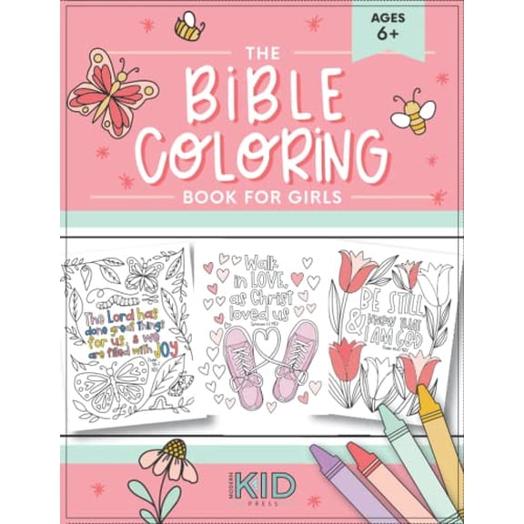 Pre-Owned The Bible Coloring Book for Girls: Color 40 Cute Designs of Inspirational Verses & Christian Artwork, 9781952842672, 1952842670, Paperback,