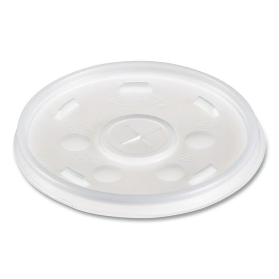 Dart Plastic Lids for Foam Cups, Bowls and Containers, Straw Slot, Fits 6-14 oz, Translucent, 100/Pack, 10 Packs/Carton