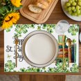 thumbnail image 4 of St. Patrick's Day Placemats Set of 4, Lucky Shamrocks Boots Books Green Plants Placemats for Dining Table, Place Mats for Kitchen Tabletop, Waterproof Wipeable Dining Table Mats Set, 4 of 9