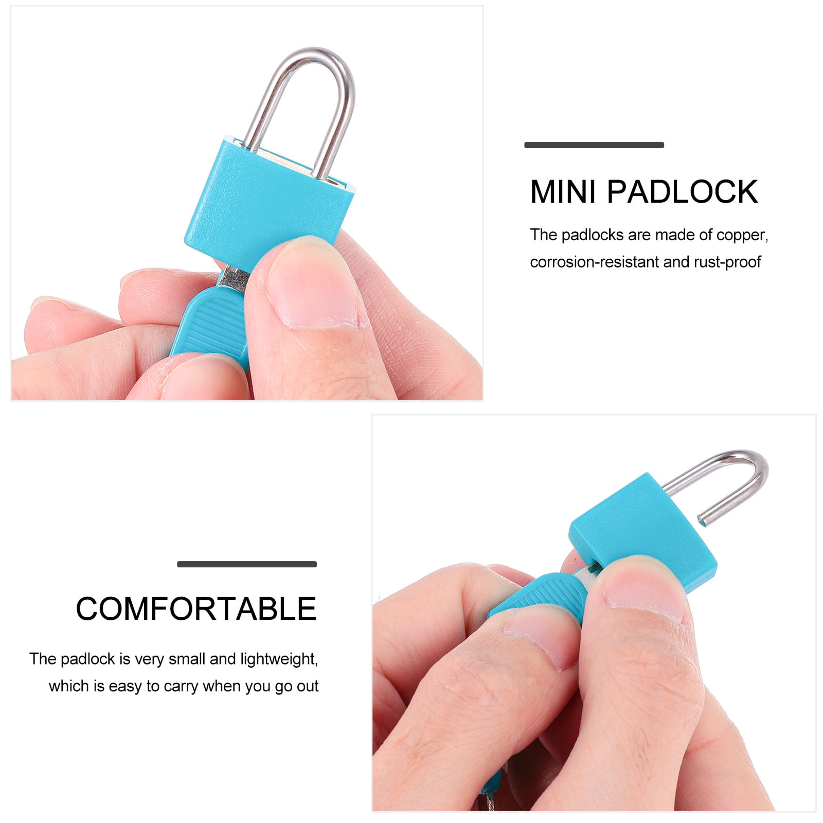 Small Metal Padlock Mini Tiny Box Luggage/Suitcase Craft Lock Key Fixturedisplays