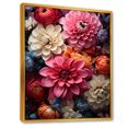 thumbnail image 2 of Designart "Symbolic Red Blooms Of Zinnias I" Zinnias Floater Framed Canvas Art Print, 2 of 5
