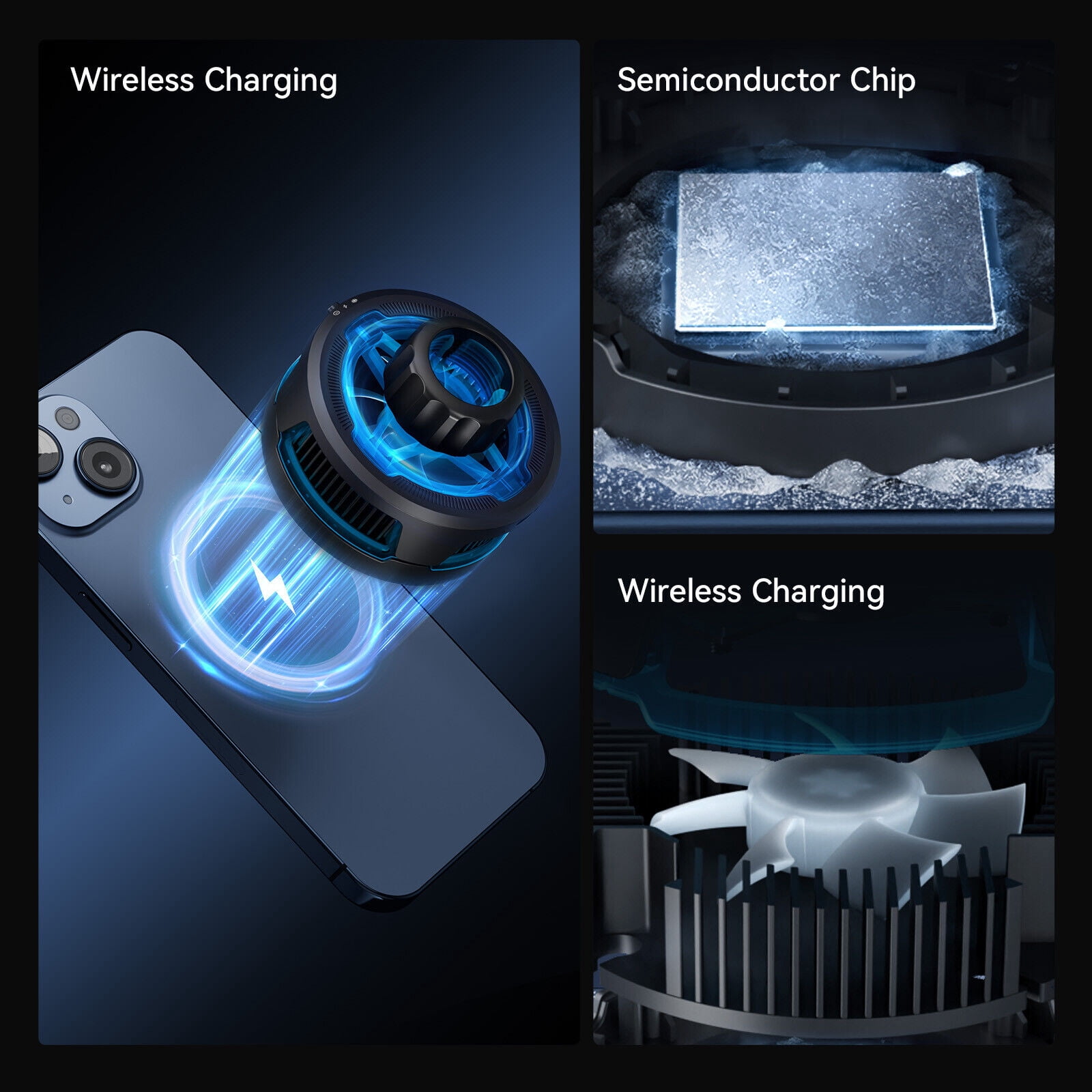 Ulanzi SK-10 Wireless Charging Stand with Built-In Cooling Fan 18W Fast Charger with Height Adjustable Arm & 360° Rotation for iPhone 15/14/13/12 Series, MagSafe Compatible