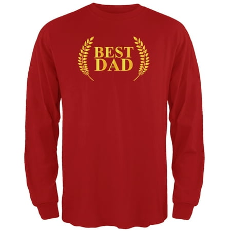 Fathers Day - Best Dad Laurel Red Adult Long Sleeve