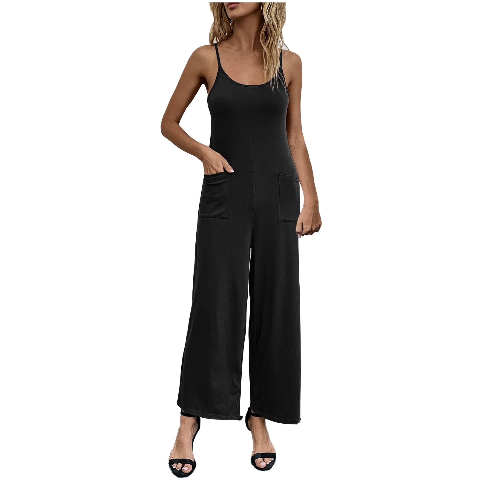 Sleeveless Jumpsuit Black Loose Jumpsuit Women'S Fashionable Black