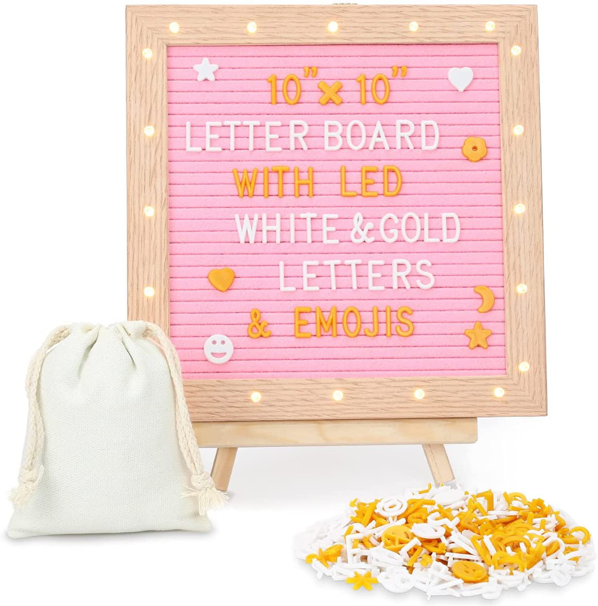 Felt Letter Board 10*10 Inch Changeable Baby Announcement Board 340 Letters Pink 