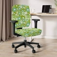 thumbnail image 5 of HELLHERO Flower Print Computer Office Chair Seat Cover, Soft Stretch Rotating Chair Slipcover, Universal Chair Protector Cover, Green, 5 of 7